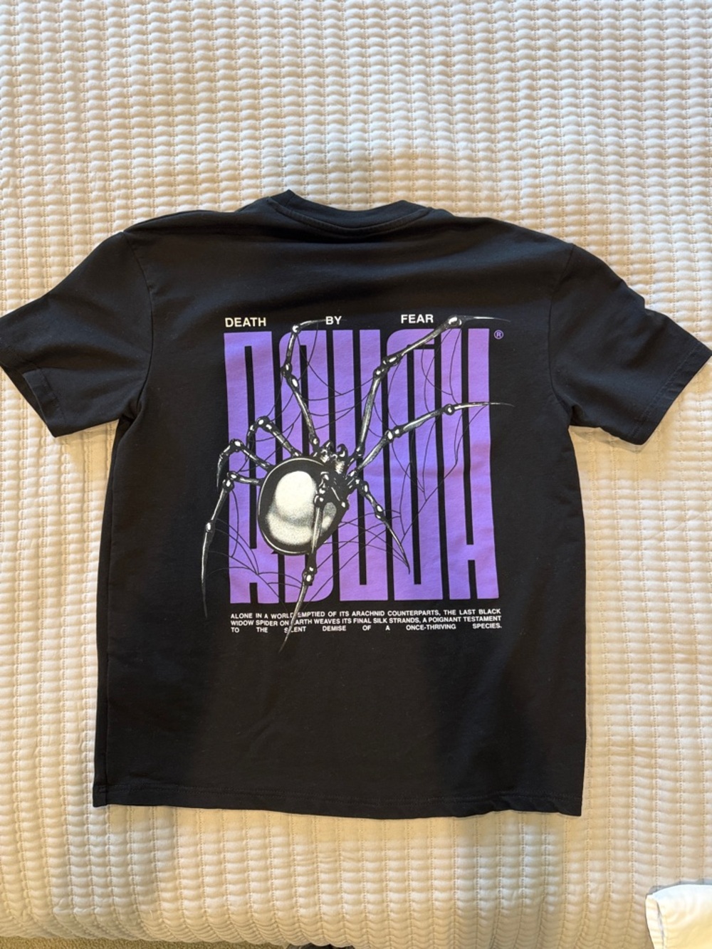 Men's Black Short-Sleeve Tee with Small Purple Chest Graphic size S Oversized